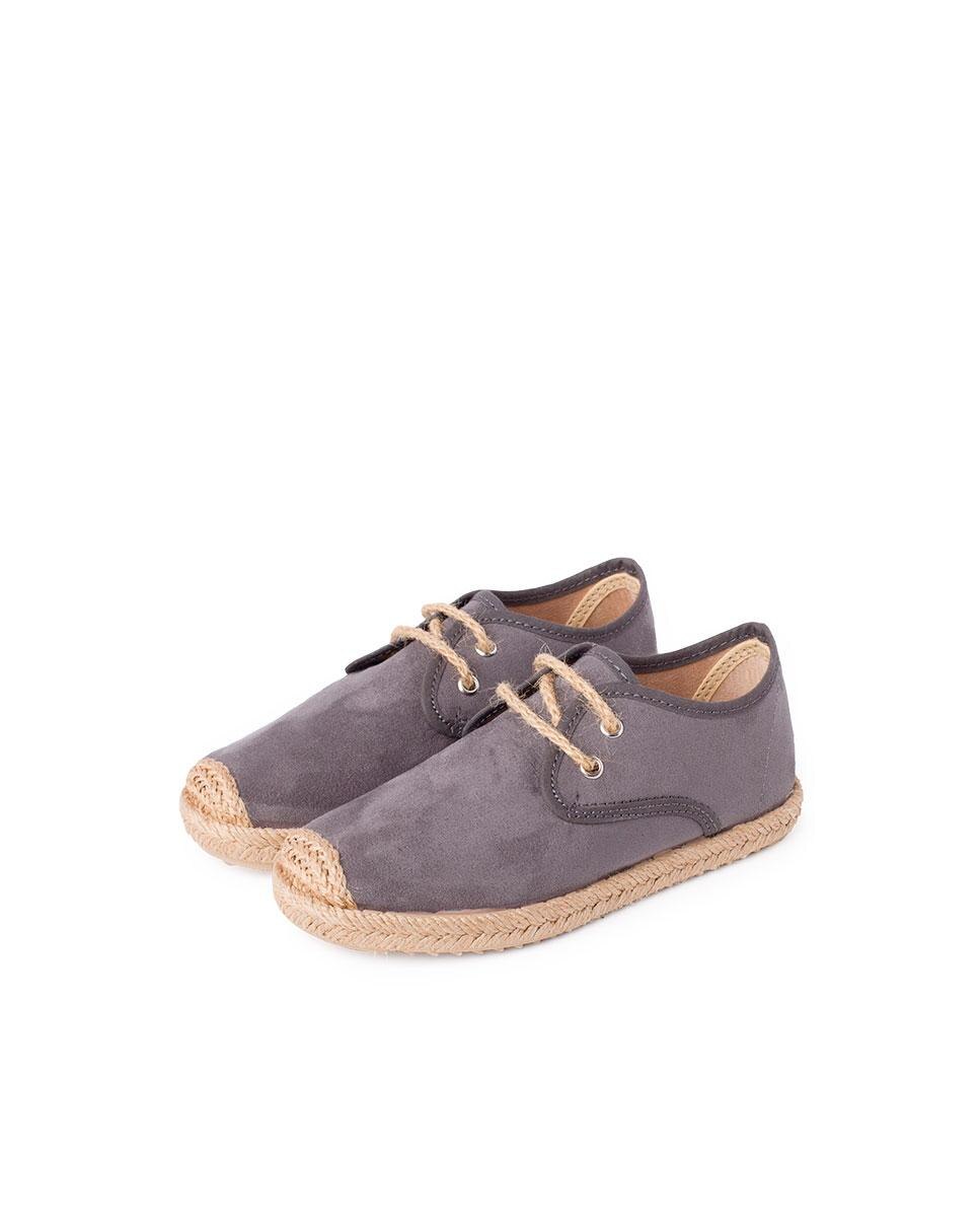Zapatos de cordones de niño con suela de yute - Gris Gris-4