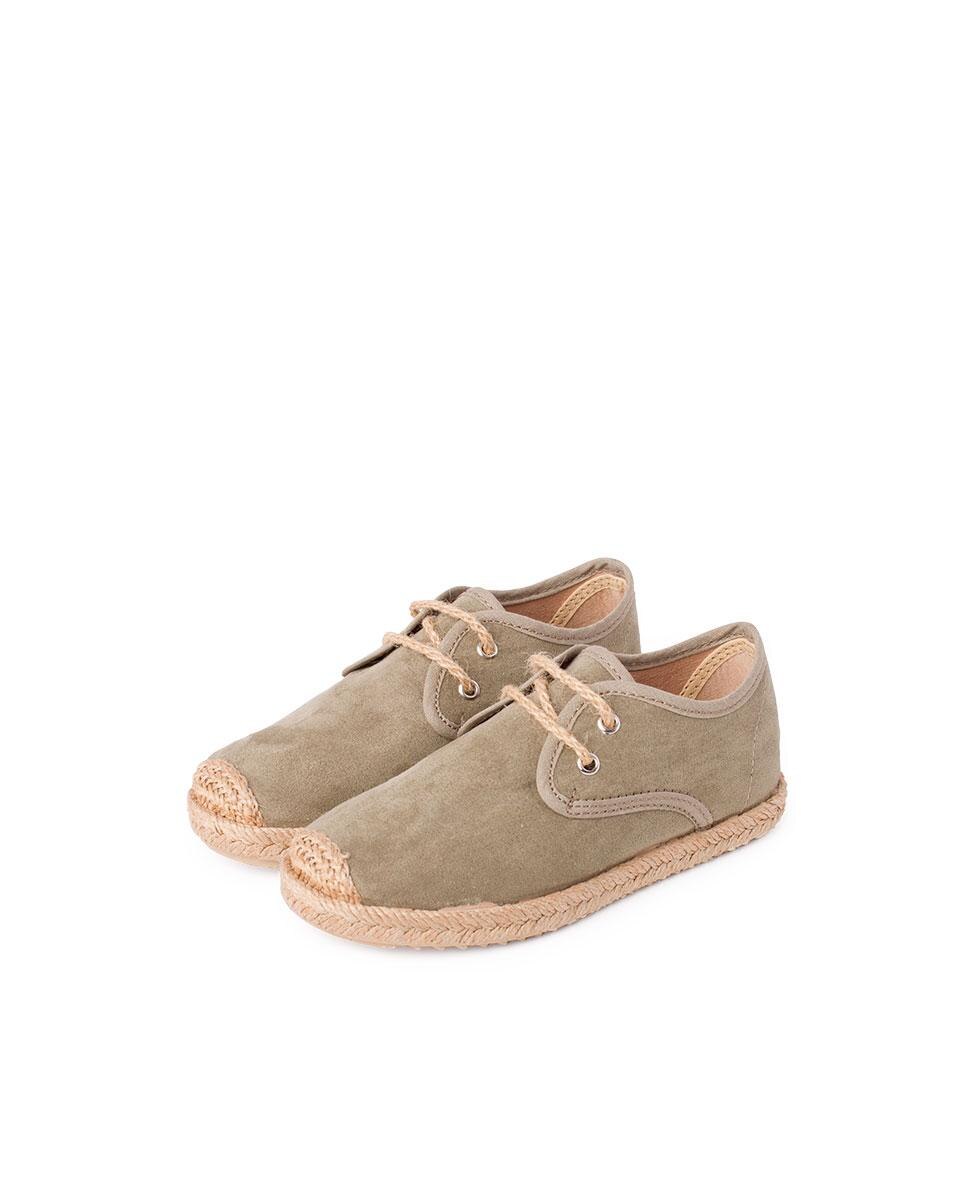 Zapatos de cordones de niño con suela de yute - Verde Verde-4