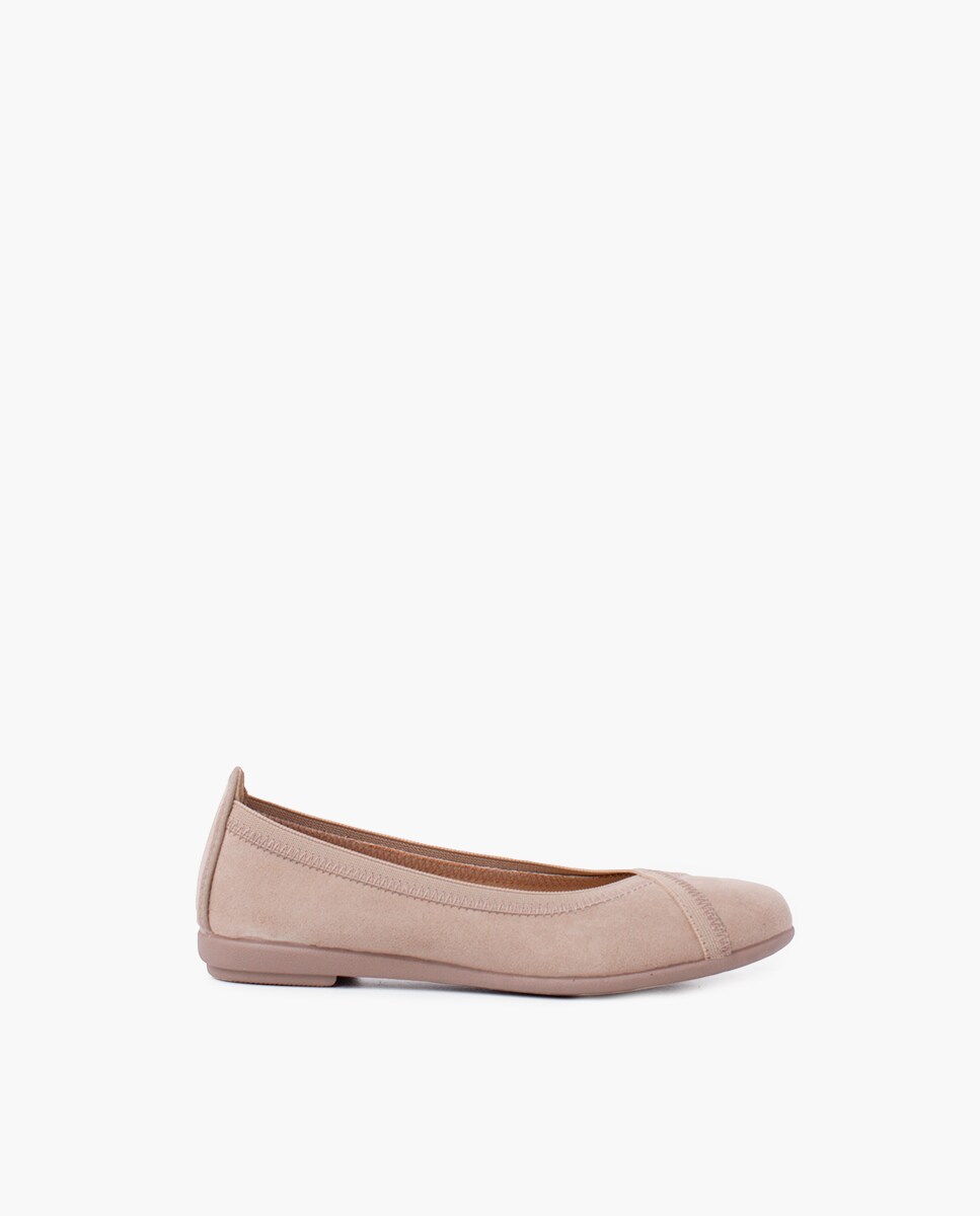 Bailarinas de niña con pespuntes y elástico cruzado · Pisamonas