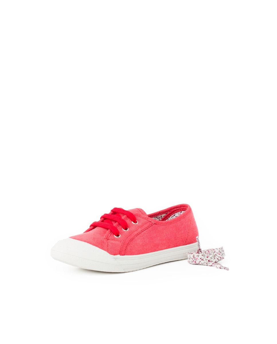 Zapatillas Tela Punta Goma Cordones en rosa - Pisamonas - Rojo / Blanco Rojo / Blanco-2