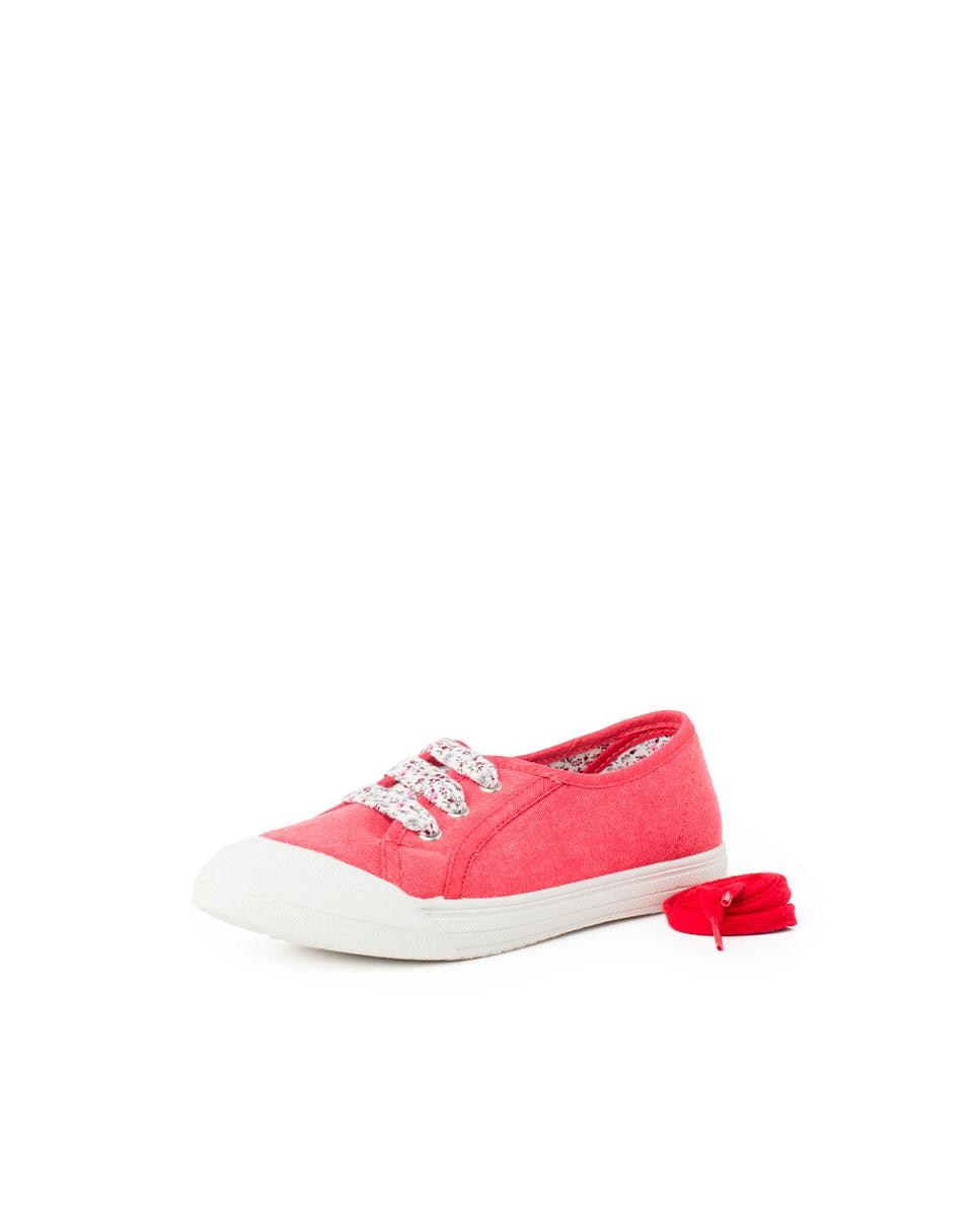 Zapatillas Tela Punta Goma Cordones en rosa - Pisamonas - Rojo / Blanco Rojo / Blanco-3