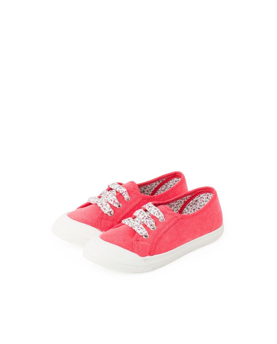 Zapatillas Tela Punta Goma Cordones en rosa - Pisamonas - Rojo / Blanco Rojo / Blanco-5