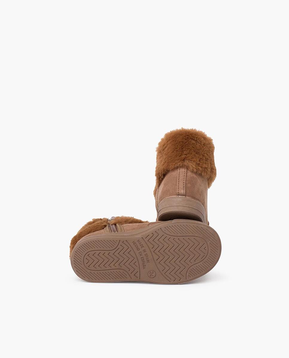 Botas de bebé niña con cuello vuelto de pelo y cremallera en marino - Pisamonas - Topo Topo-3