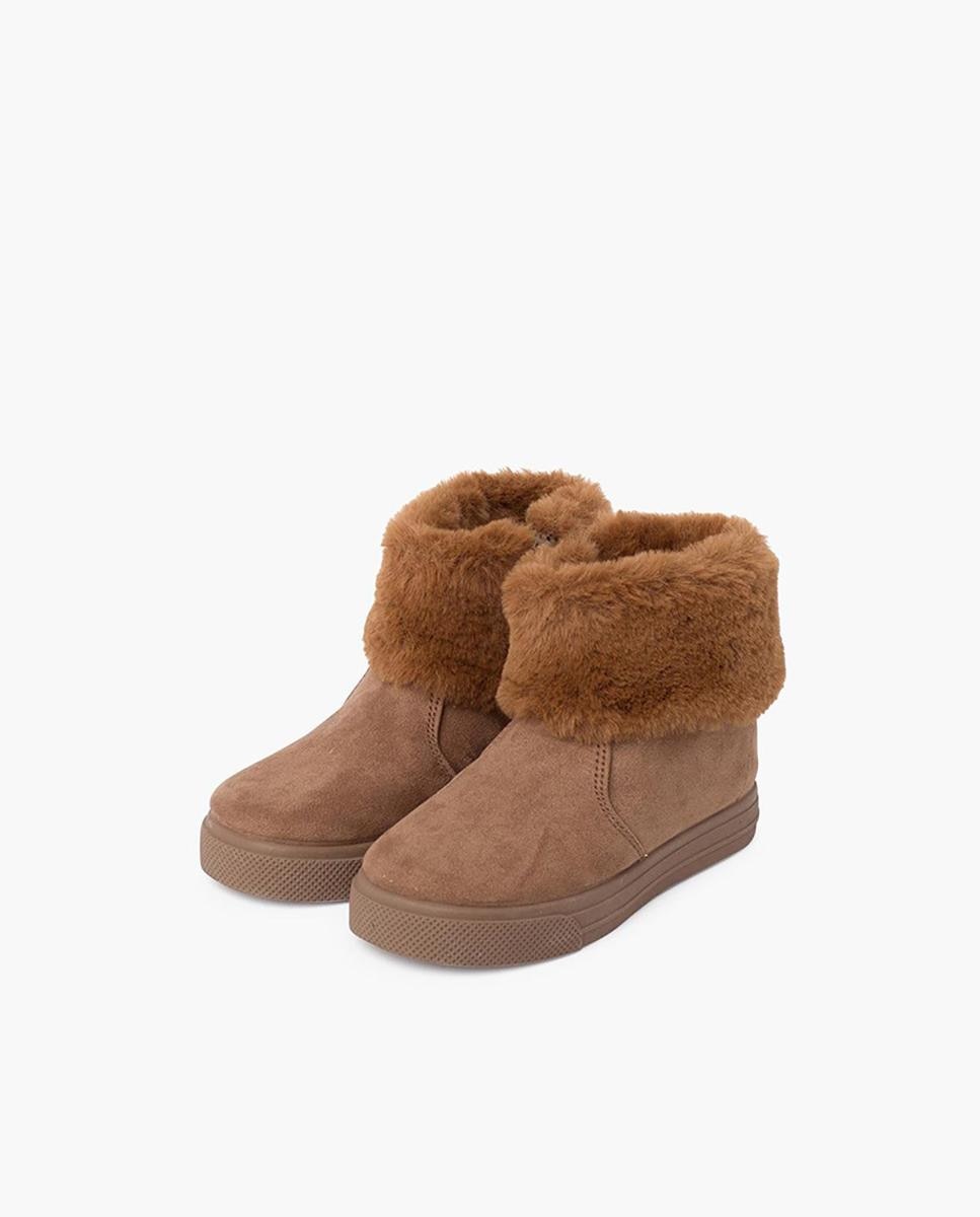 Botas de bebé niña con cuello vuelto de pelo y cremallera en marino - Pisamonas - Topo Topo-4