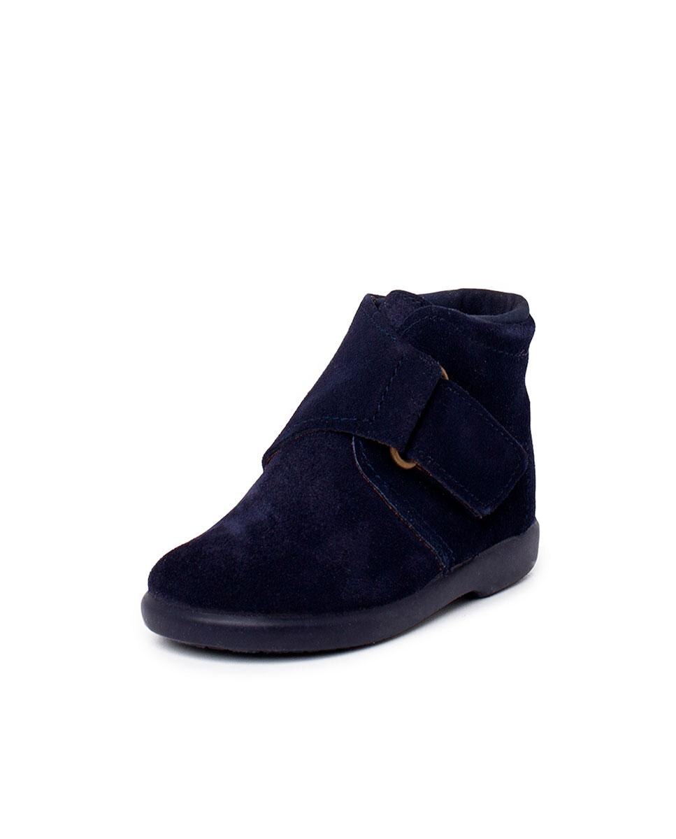 Pisamonas - Botas de bebé de piel serraje con tira cruzada adherente.
