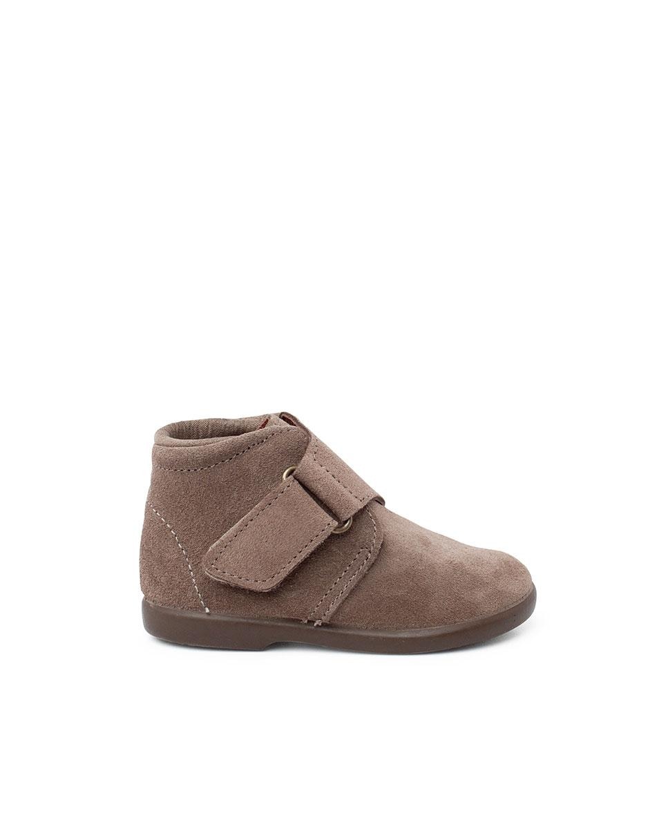 Botas de bebé de piel serraje con tira cruzada adherente - Pisamonas - Topo Topo-1