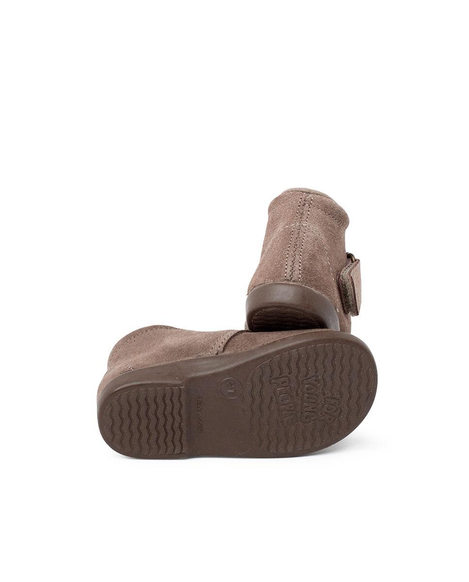 Botas de bebé de piel serraje con tira cruzada adherente - Pisamonas - Topo Topo-3