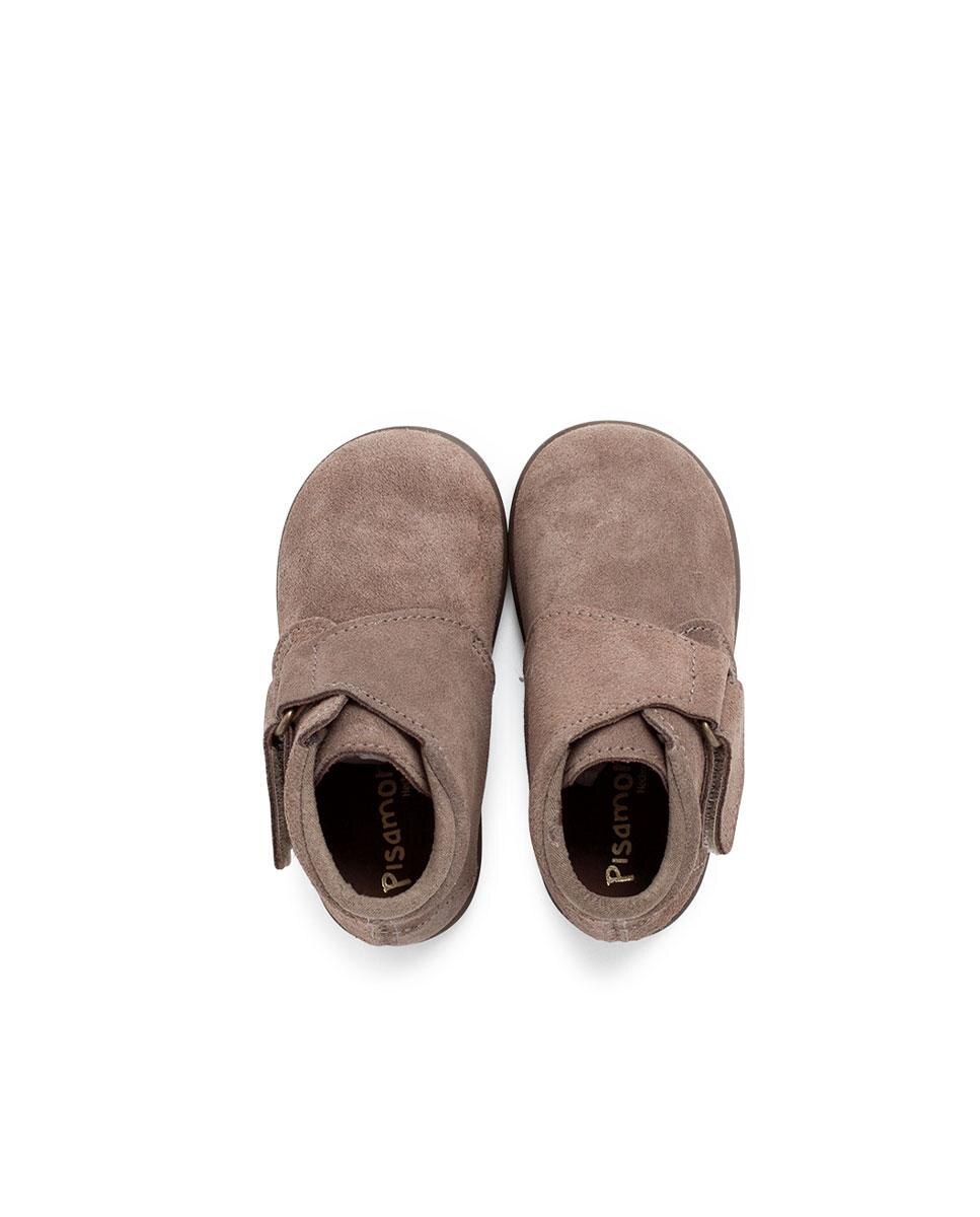 Botas de bebé de piel serraje con tira cruzada adherente - Pisamonas - Topo Topo-5
