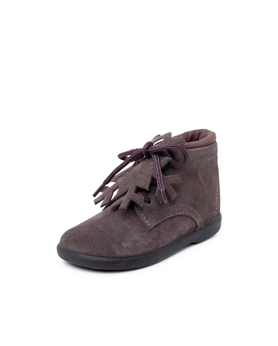 Botas de bebé de piel serraje con cordones - Pisamonas - Marrón oscuro Marrón oscuro-2