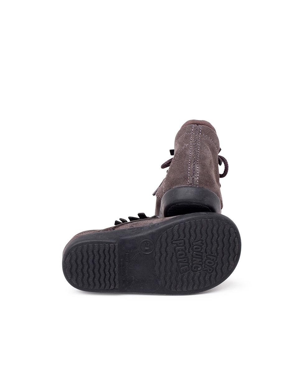 Botas de bebé de piel serraje con cordones - Pisamonas - Marrón oscuro Marrón oscuro-3