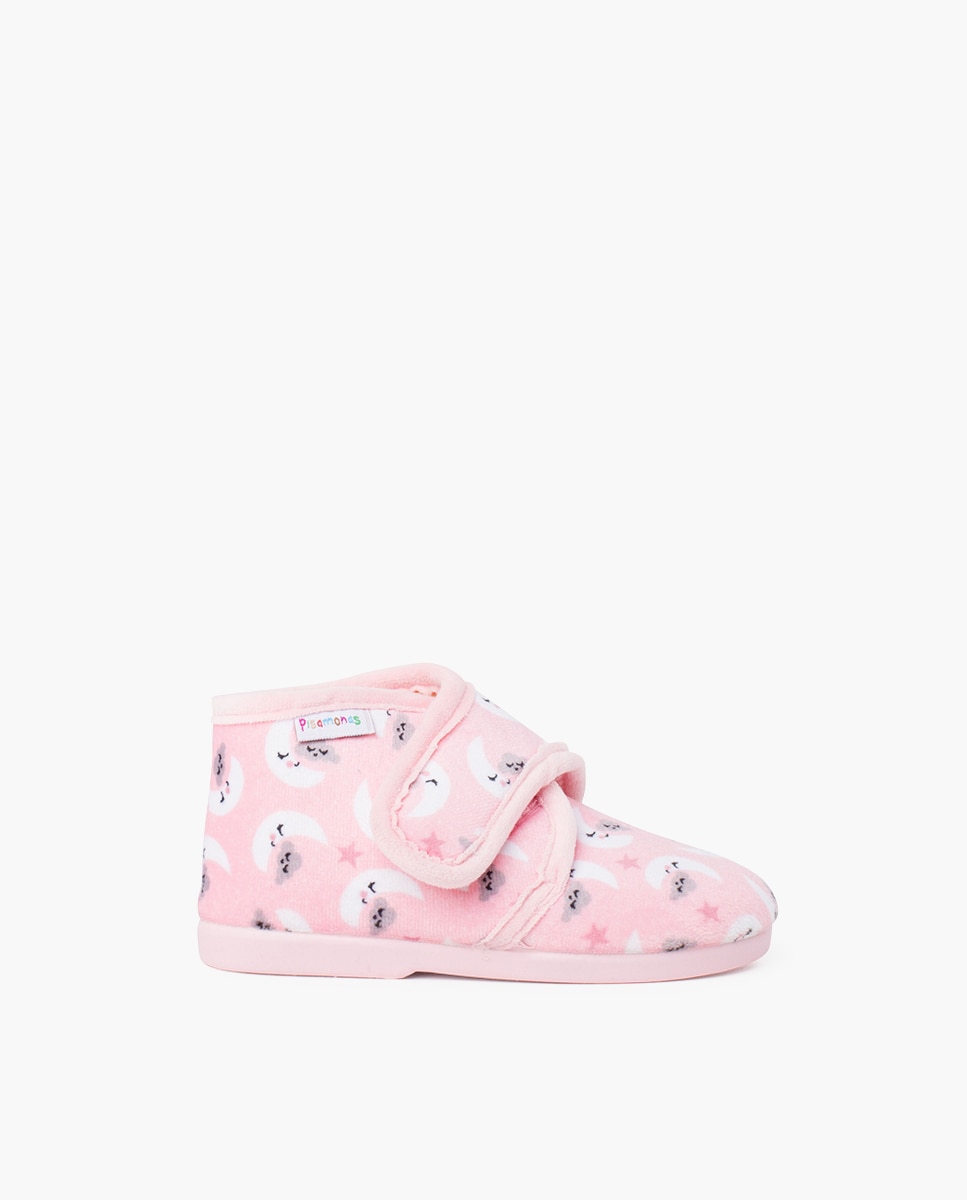 Imagen 1 de Zapatillas de casa cerradas de bebé cierre adherente estampadas Rosa claro