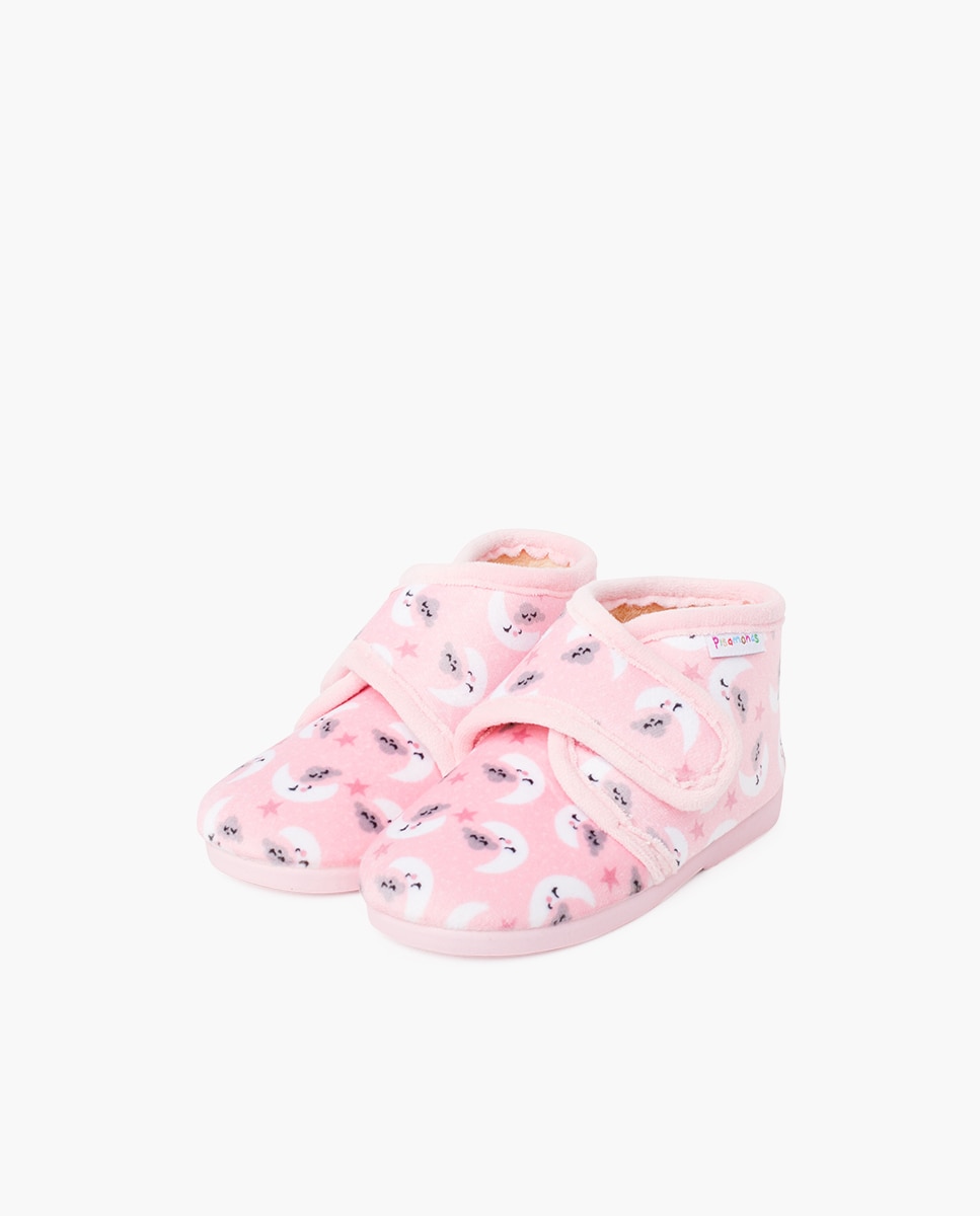 Imagen 3 de Zapatillas de casa cerradas de bebé cierre adherente estampadas - Pisamonas - Rosa claro Rosa claro