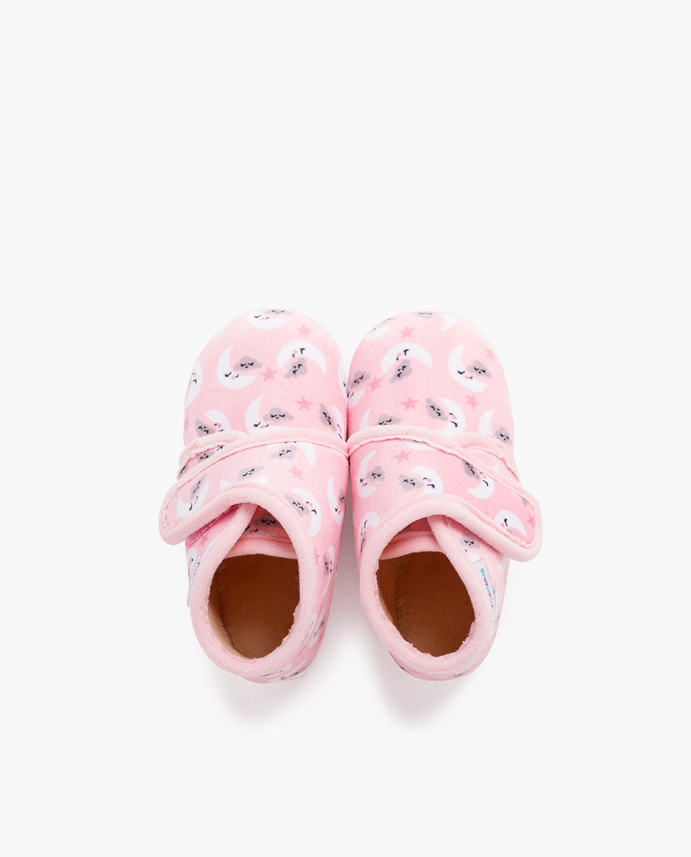 Imagen 4 de Zapatillas de casa cerradas de bebé cierre adherente estampadas - Pisamonas - Rosa claro Rosa claro