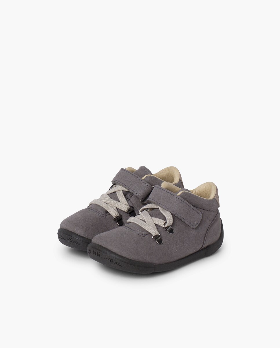Botas de bebé reforzada cordones elásticos y tira adherente - Pisamonas - Gris Gris-3