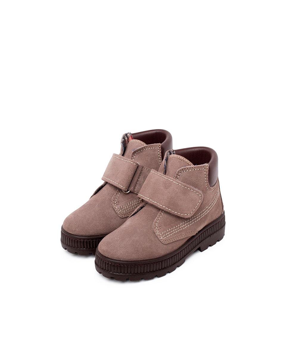 Botines de niños de piel con cierre adherente - Pisamonas - Gris Gris-4