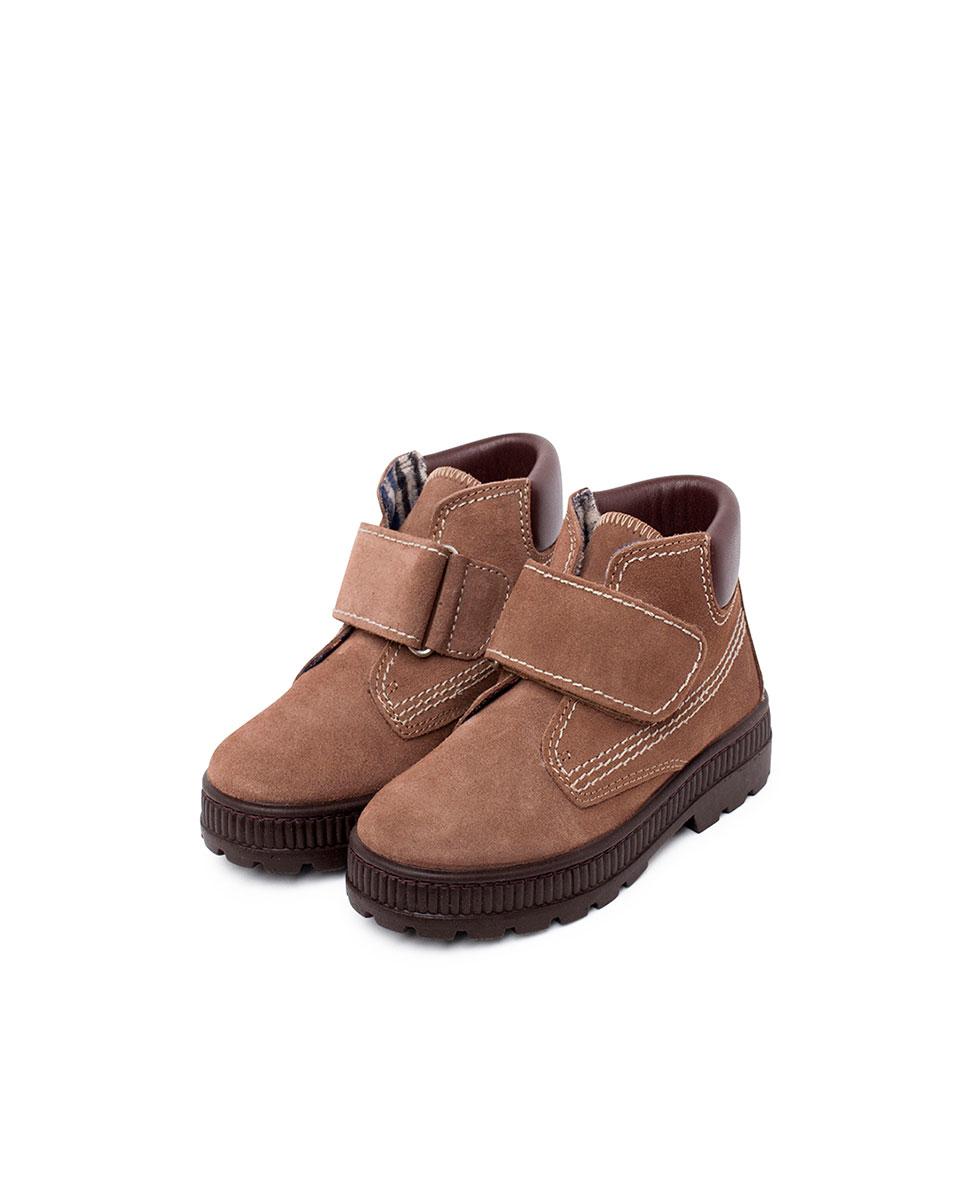 Botines de niños de piel con cierre adherente - Pisamonas - Taupé Taupé-4