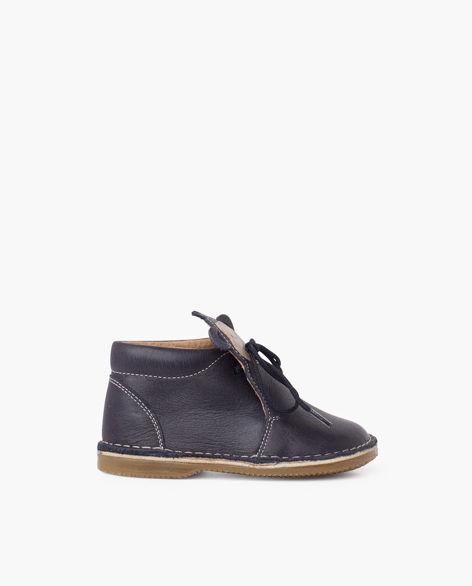 Botas de bebé piel cordones cara monito - Pisamonas - Azul marino Azul marino-1