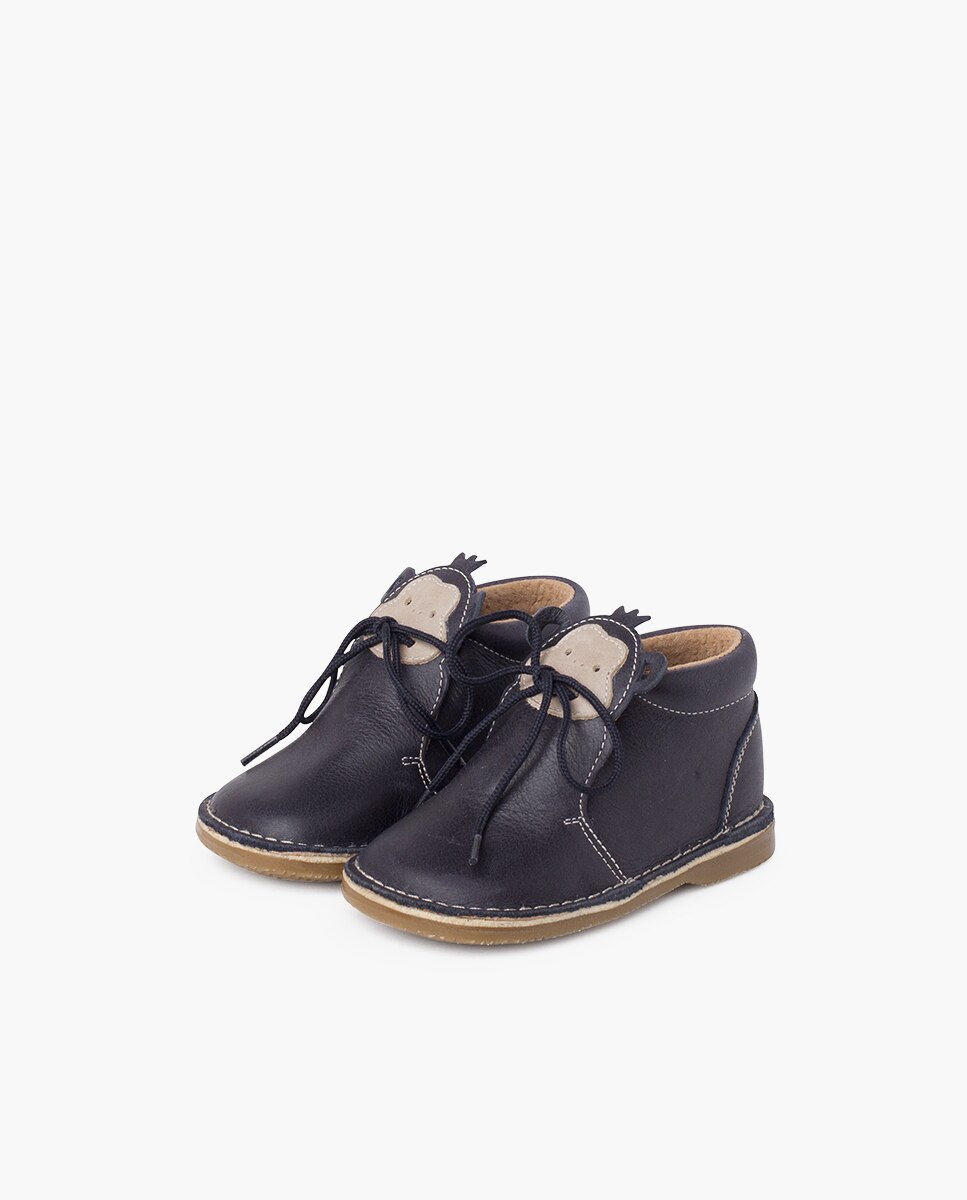 Botas de bebé piel cordones cara monito - Pisamonas - Azul marino Azul marino-3