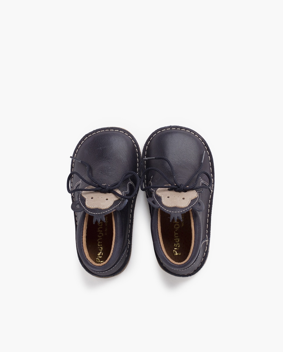 Botas de bebé piel cordones cara monito - Pisamonas - Azul marino Azul marino-4