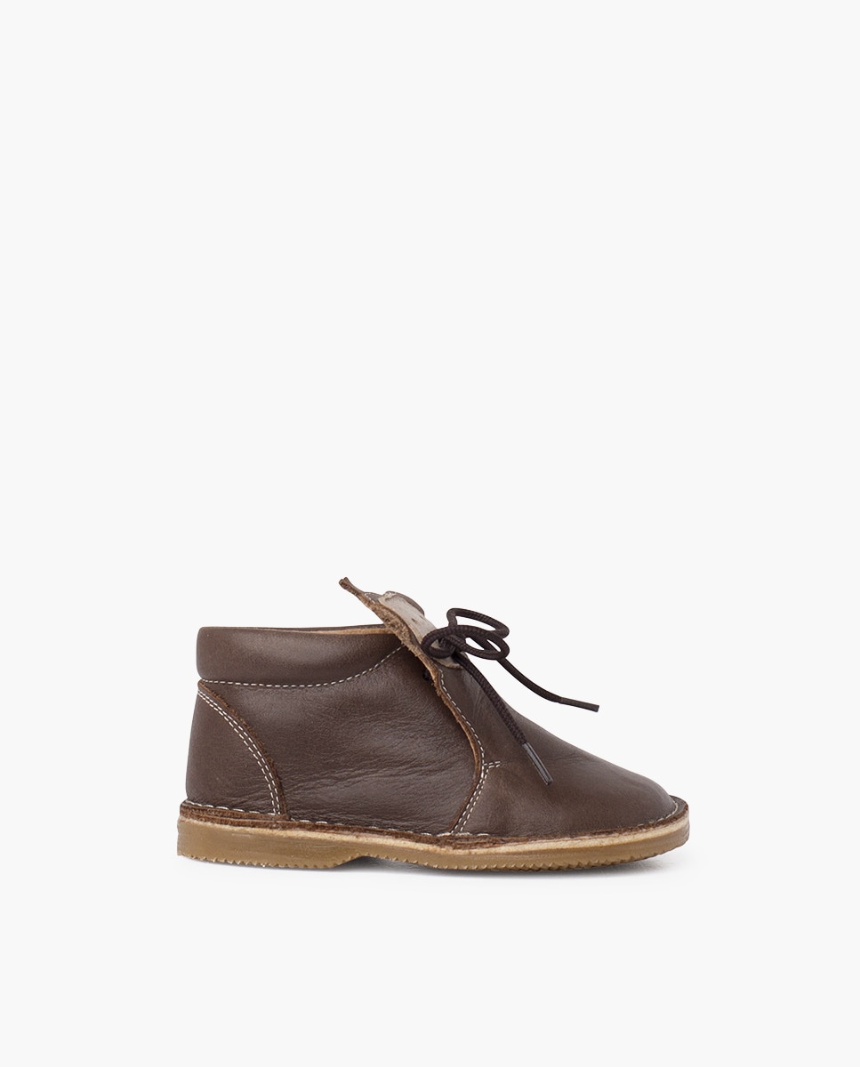 Botas de bebé piel cordones cara monito - Pisamonas - Marrón oscuro Marrón oscuro-1