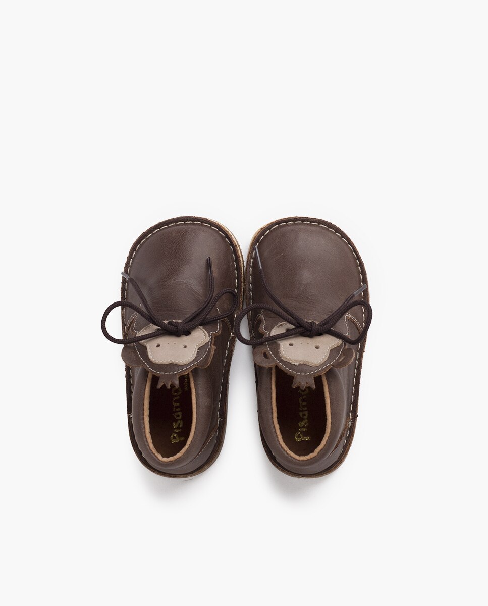 Botas de bebé piel cordones cara monito - Pisamonas - Marrón oscuro Marrón oscuro-4