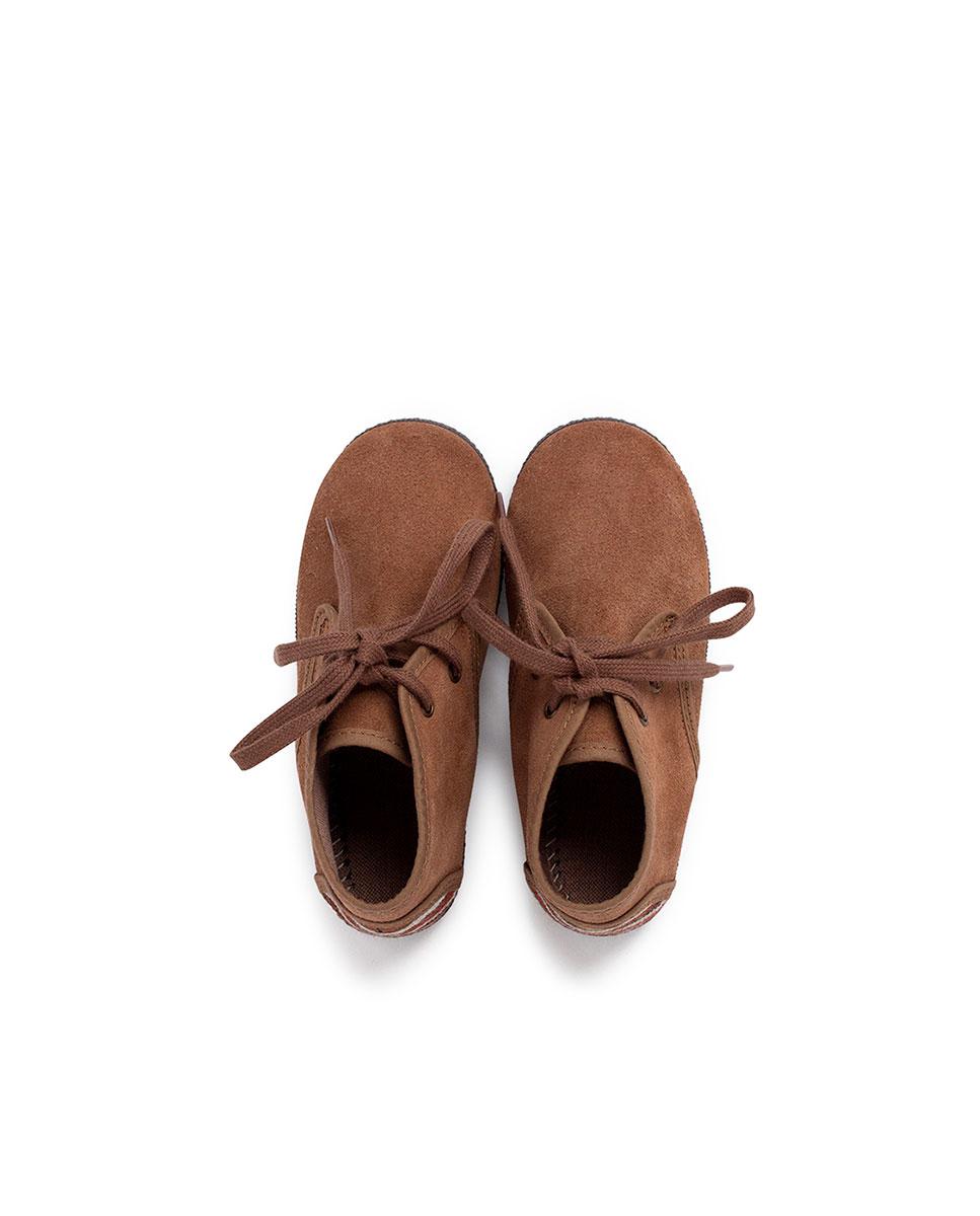 Botines de bebés de piel con cordones - Pisamonas - Taupé Taupé-5
