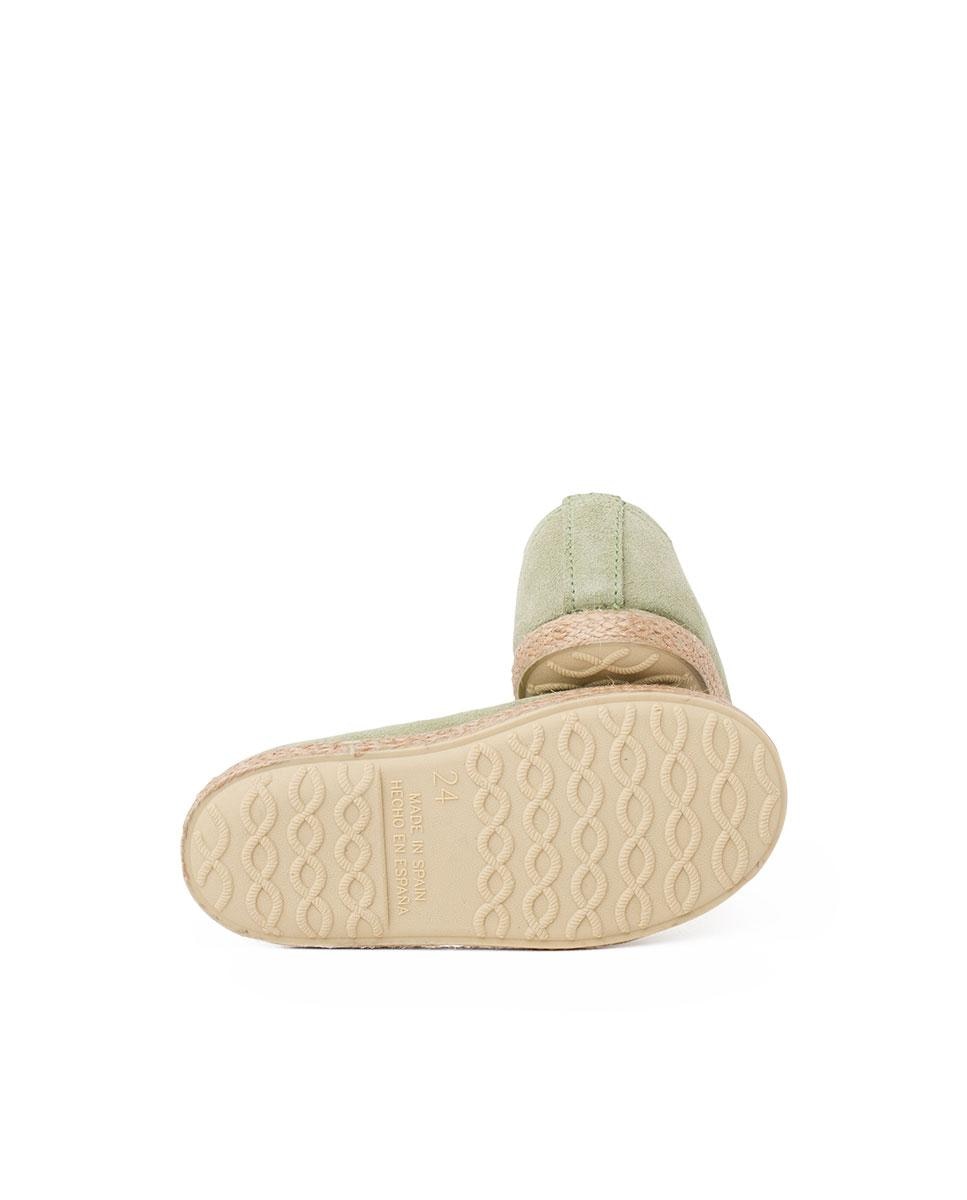 Zapatillas Cordones Serraje y Yute Niños en beige/nude - Pisamonas - Verde Verde-3