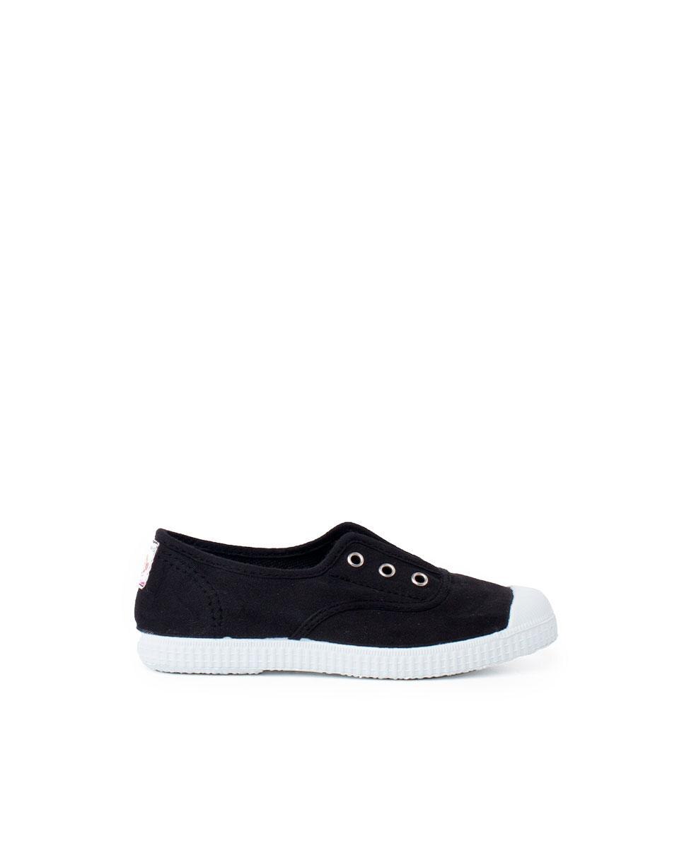 Zapatillas Lona Punta Goma Sin Cordones en arena - Pisamonas - Negro Negro-1