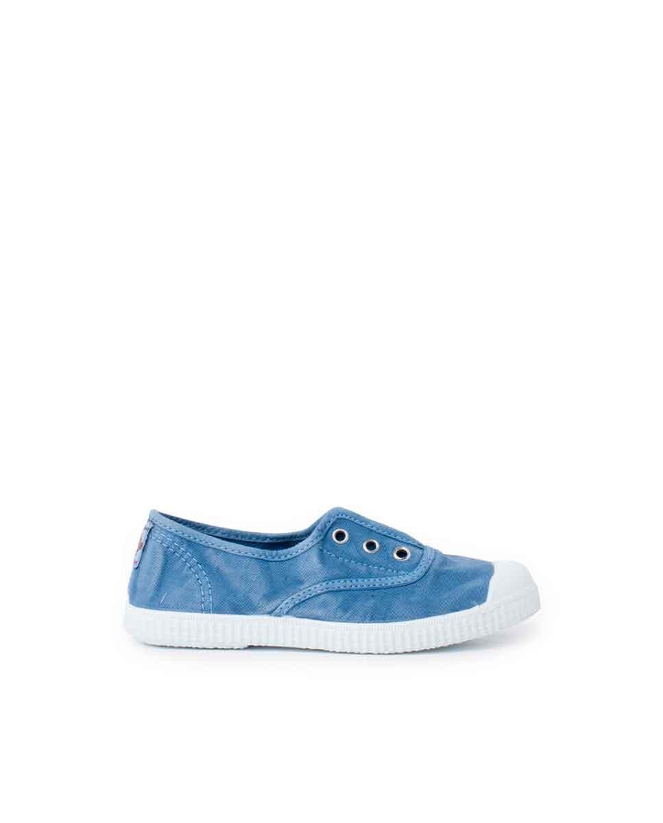 Zapatillas de lona de niña lona efecto desgastado sin - Pisamonas - Azul / Blanco Azul / Blanco-1