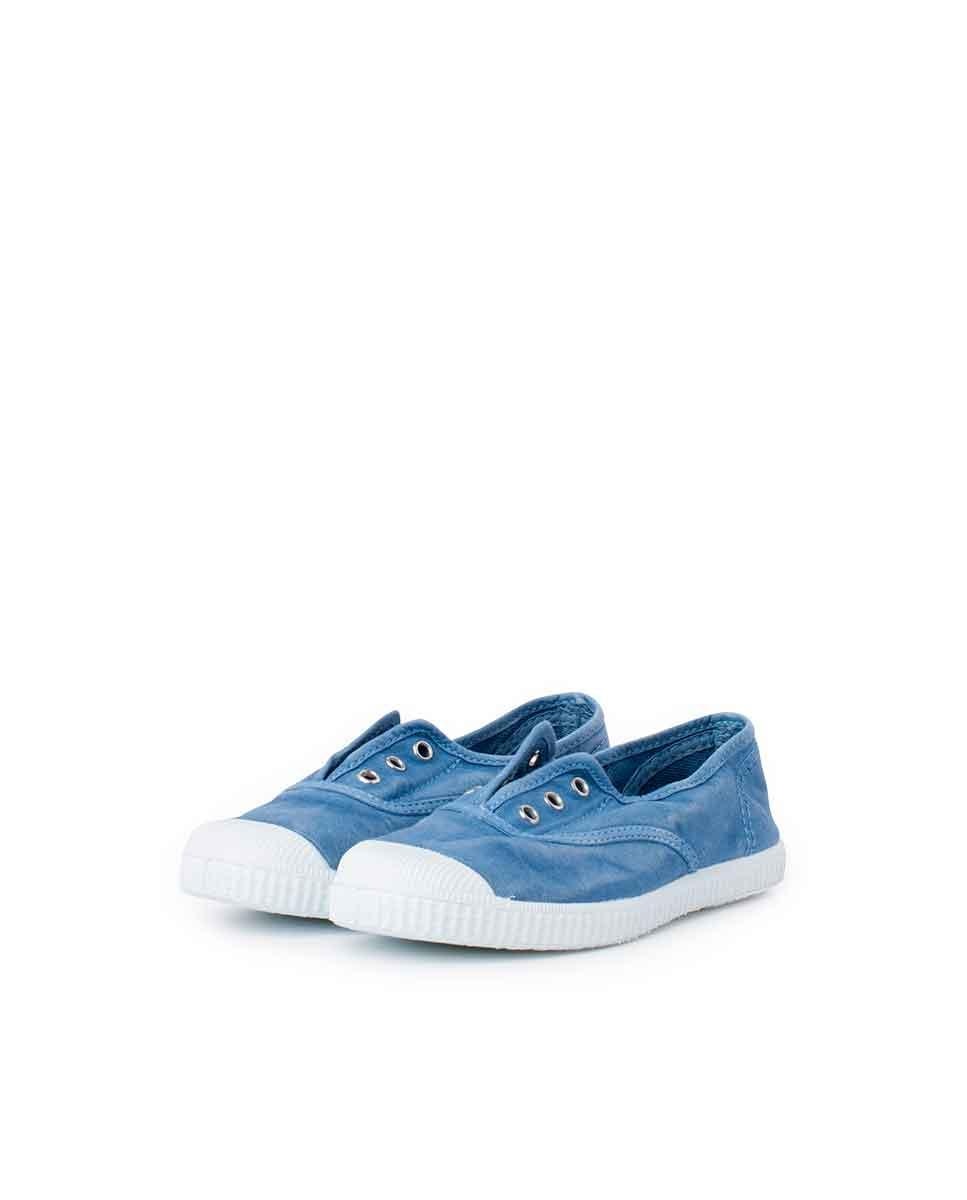 Zapatillas de lona de niña lona efecto desgastado sin - Pisamonas - Azul / Blanco Azul / Blanco-3