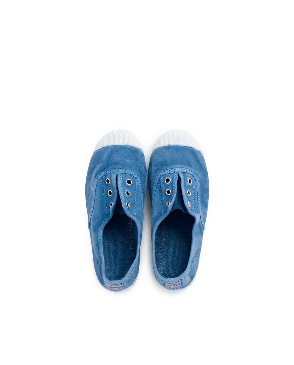 Zapatillas de lona de niña lona efecto desgastado sin - Pisamonas - Azul / Blanco Azul / Blanco-4