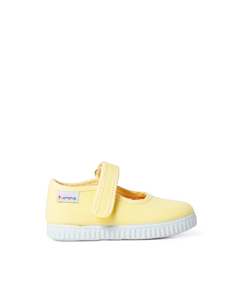 Merceditas Niña cinta adhesiva Suela tipo Zapatillas en marino - Pisamonas - Amarillo Amarillo-1