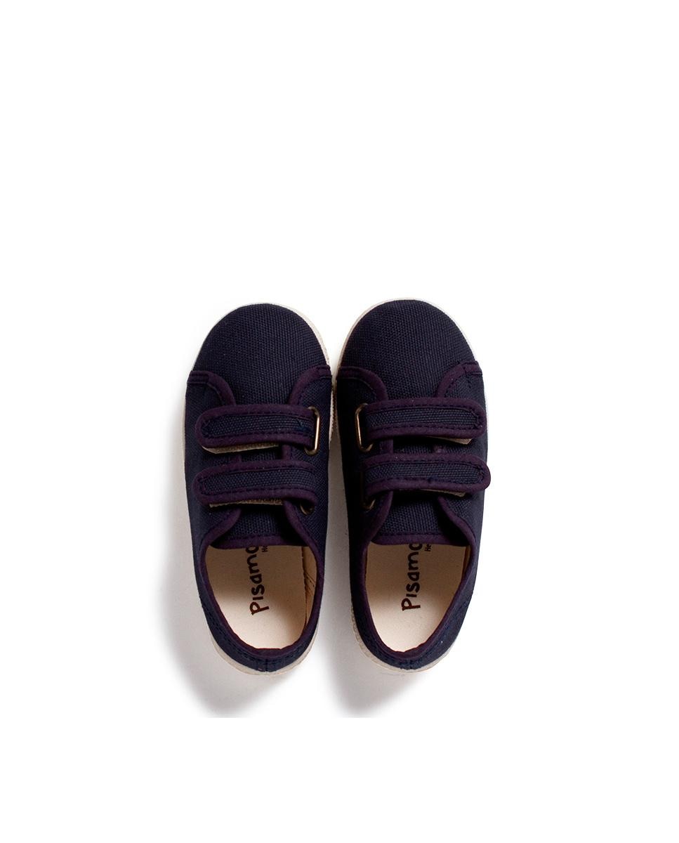 Zapatillas de lona reciclada rpet de niños con tiras adherentes - Pisamonas - Azul marino Azul marino-4