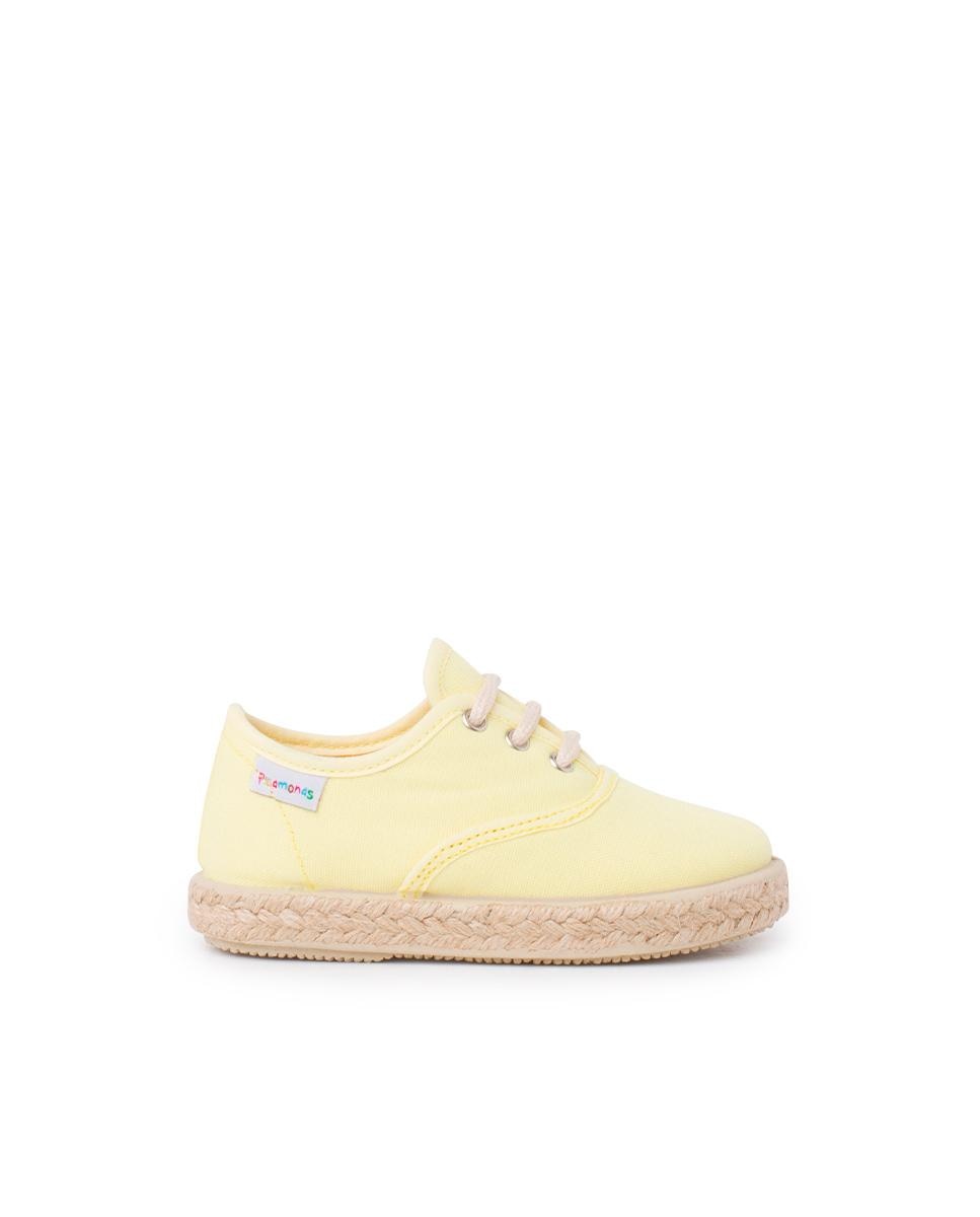 Zapatillas de lona de niños con cordones y suela alpargata - Pisamonas - Amarillo Amarillo-1