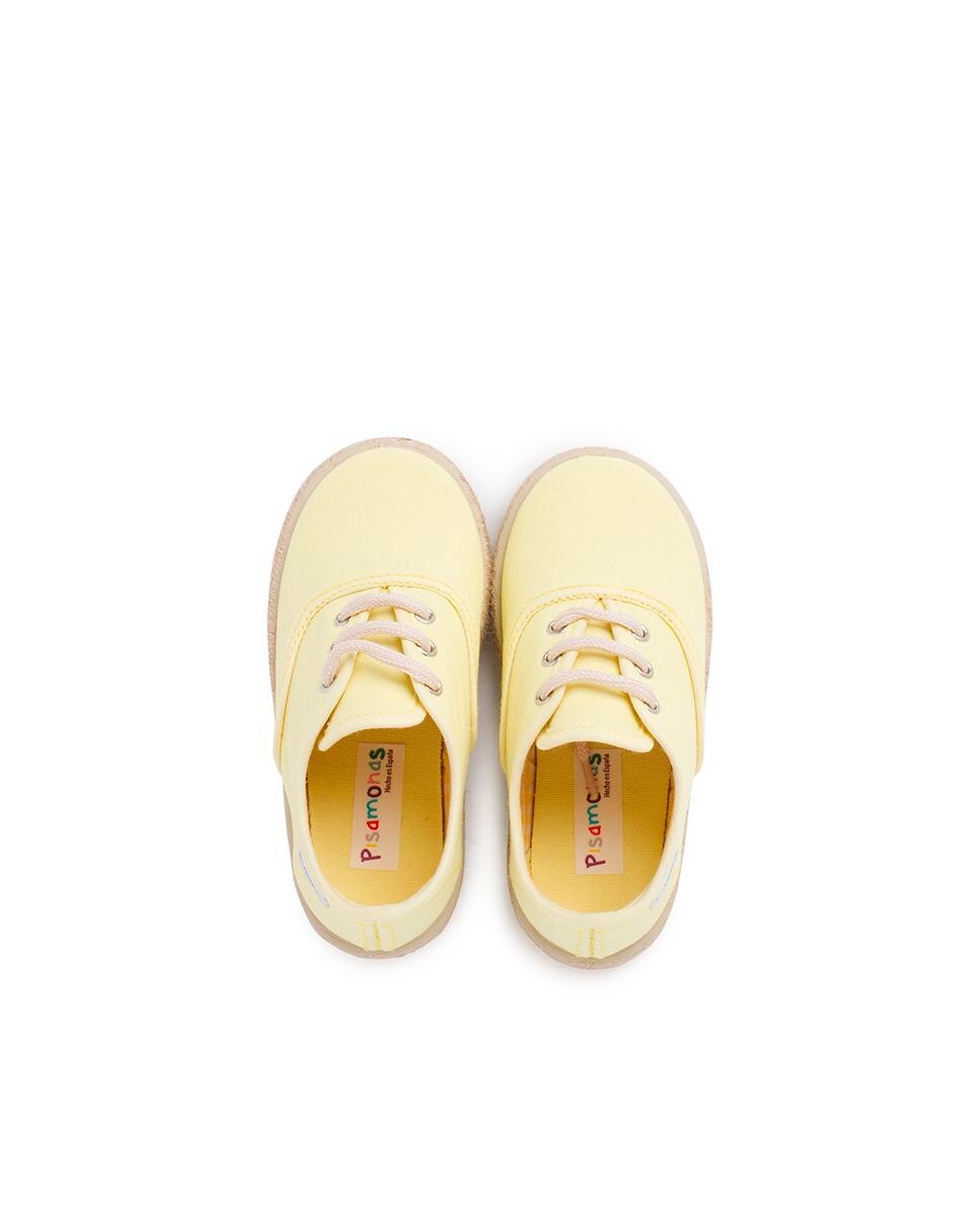 Zapatillas de lona de niños con cordones y suela alpargata - Pisamonas - Amarillo Amarillo-4