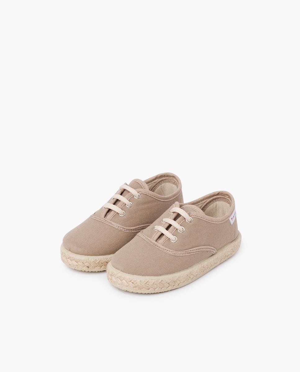 Pisamonas - Zapatillas de lona de niños con cordones y suela alpargata.