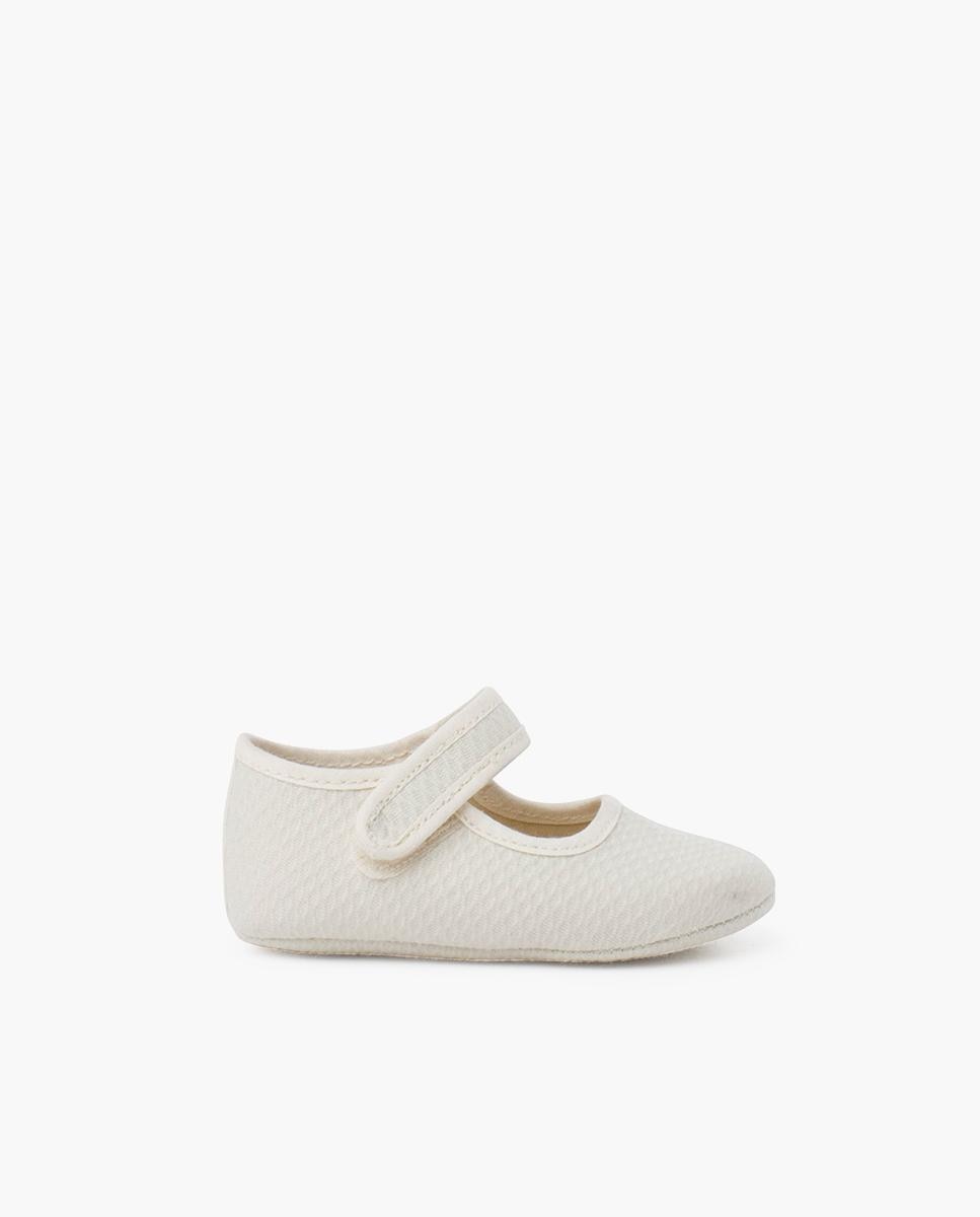 Merceditas de bebé de piqué acolchado con cierre adherente - Pisamonas - Beige Beige-1