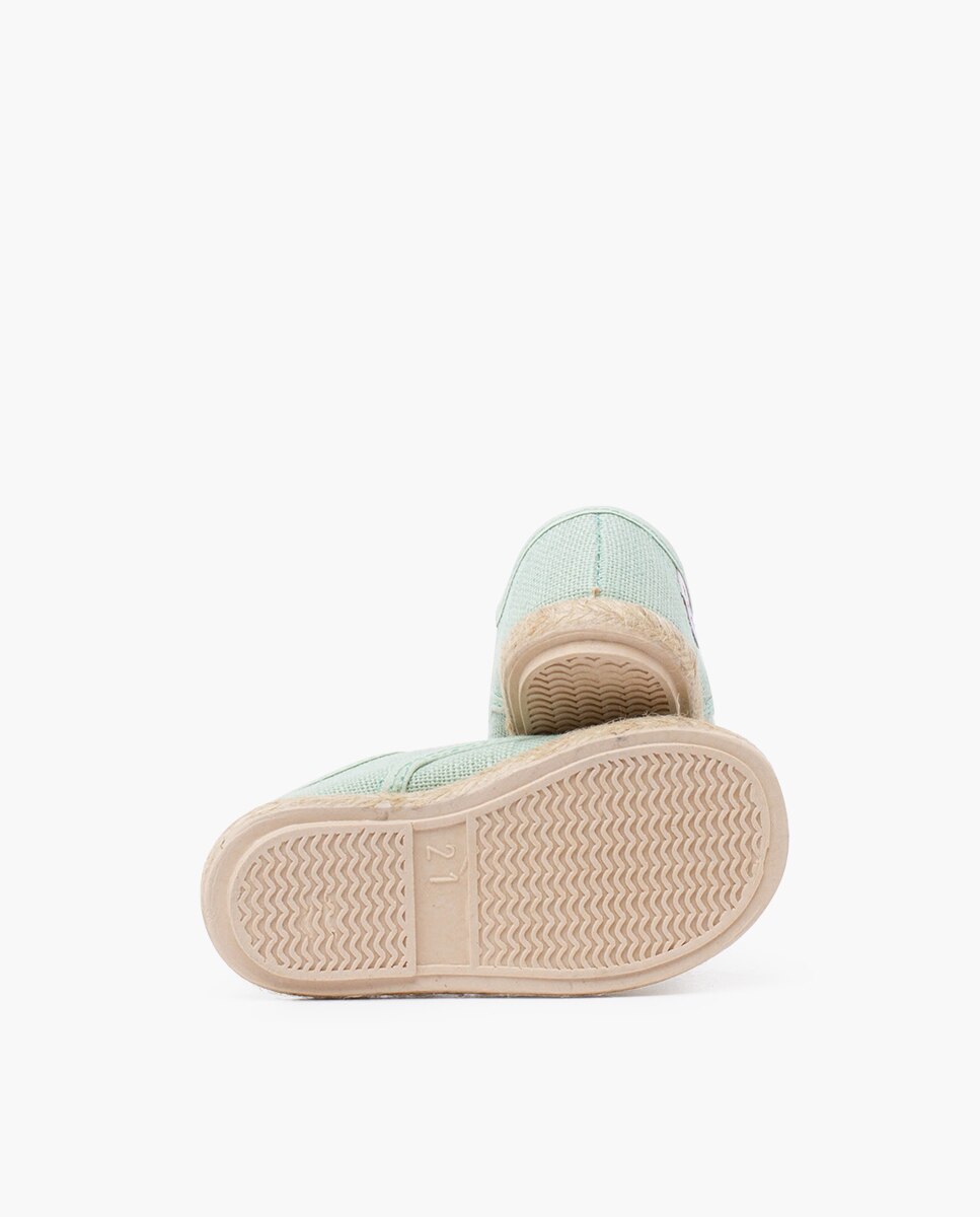 Zapatillas de lona de niños con cordones y base yute - Pisamonas - Verde Agua Verde Agua-2