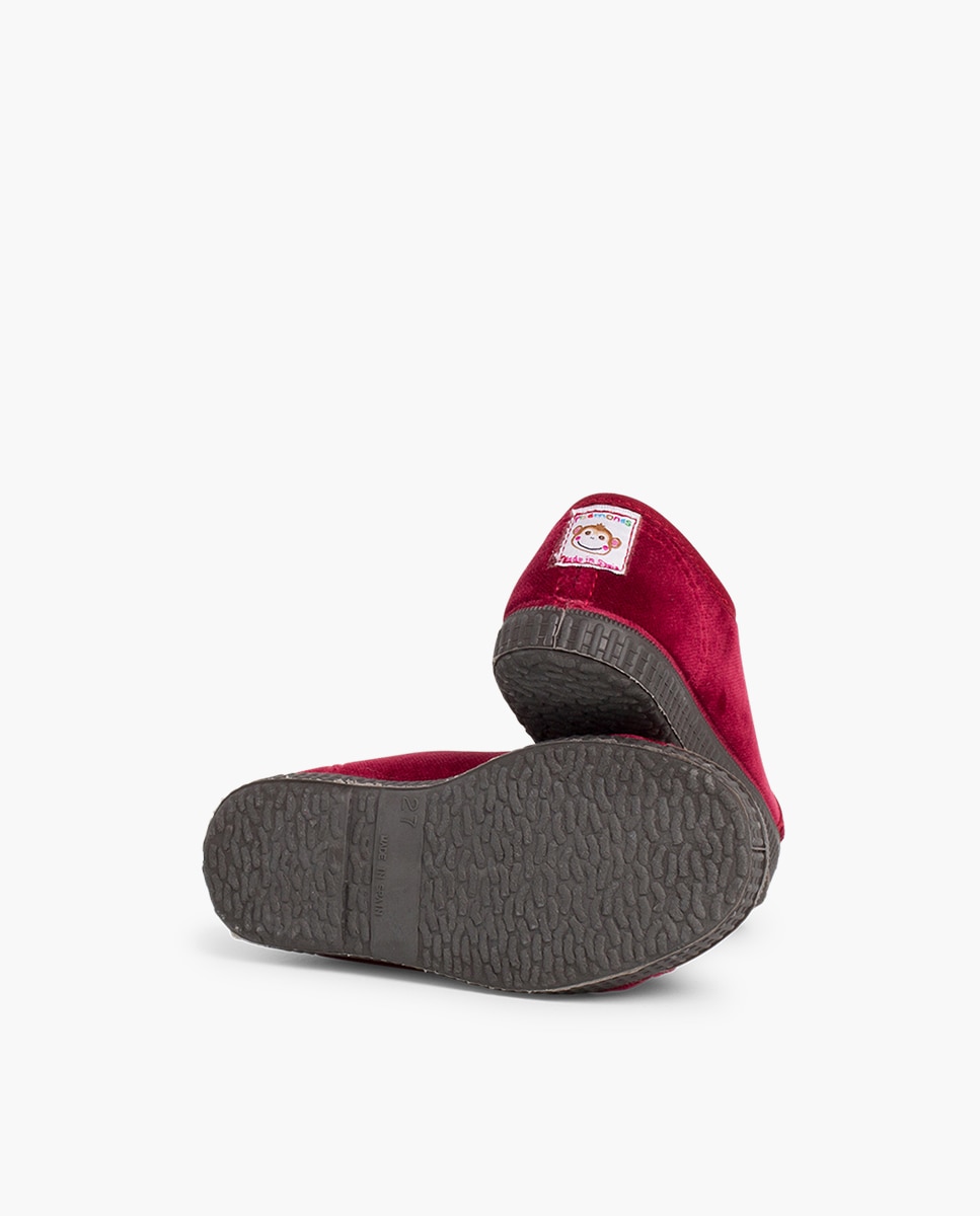 Zapatillas terciopelo de bebé niño con cordones - Pisamonas - Burdeos Burdeos-2