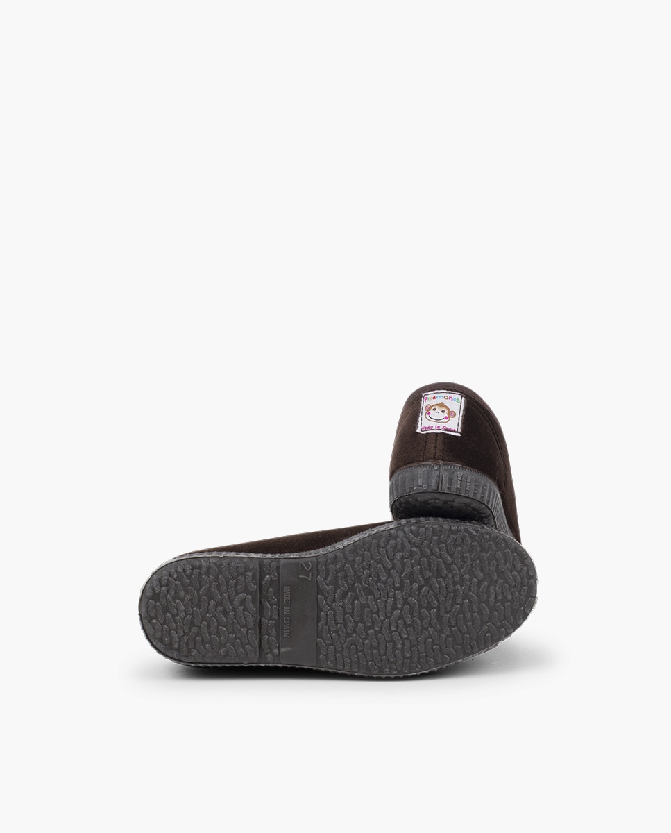 Zapatillas terciopelo de bebé niño con cordones - Pisamonas - Marrón Marrón-2