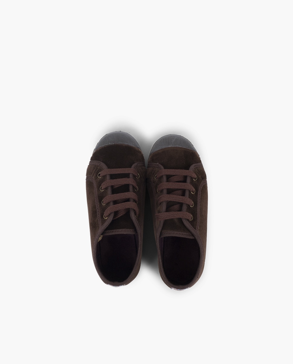 Zapatillas terciopelo de bebé niño con cordones - Pisamonas - Marrón Marrón-4