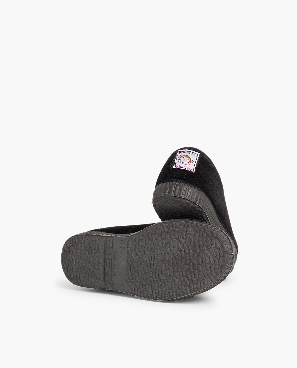 Zapatillas terciopelo de bebé niño con cordones - Pisamonas - Negro Negro-2