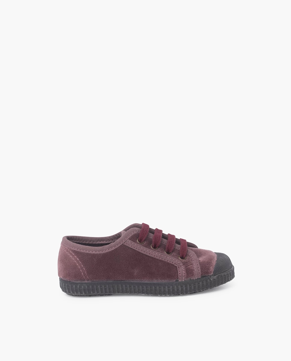 Imagen 0 de Zapatillas terciopelo de niño con cordones Rosa