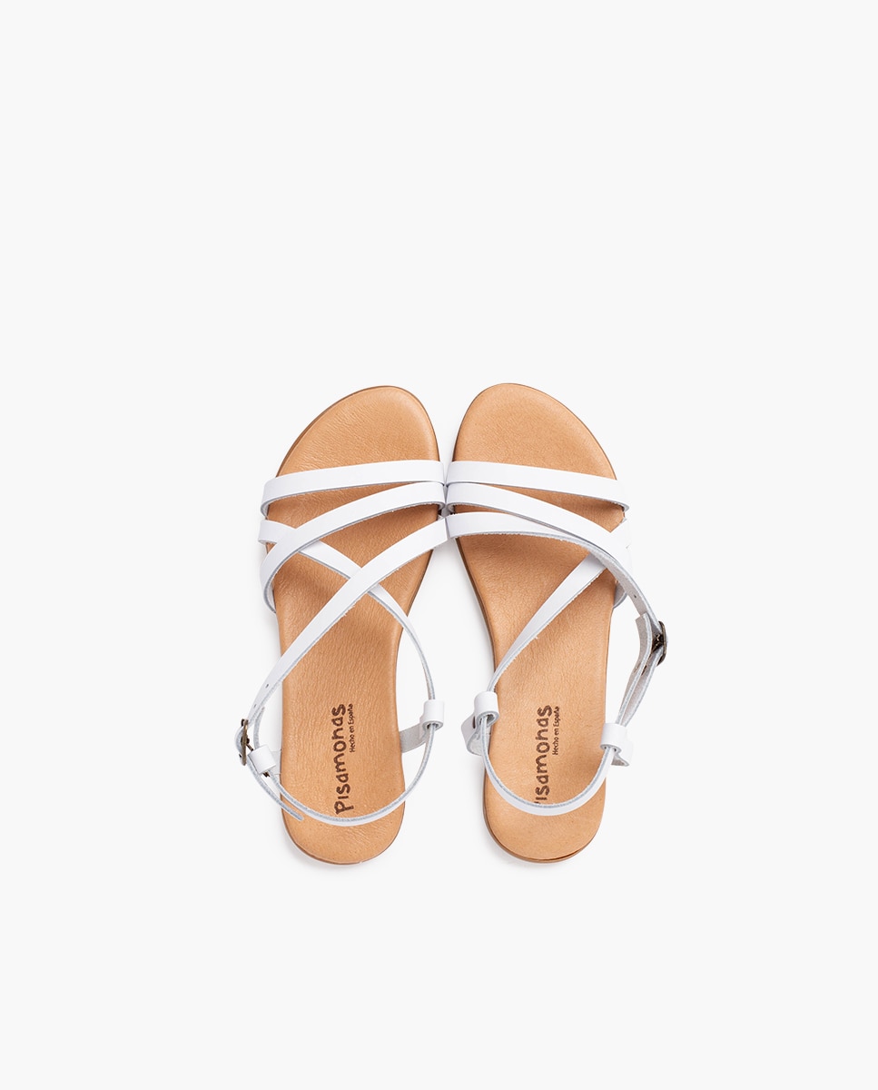 Pisamonas - Sandalias cerradas de niña tiras cruzadas cierre hebilla.