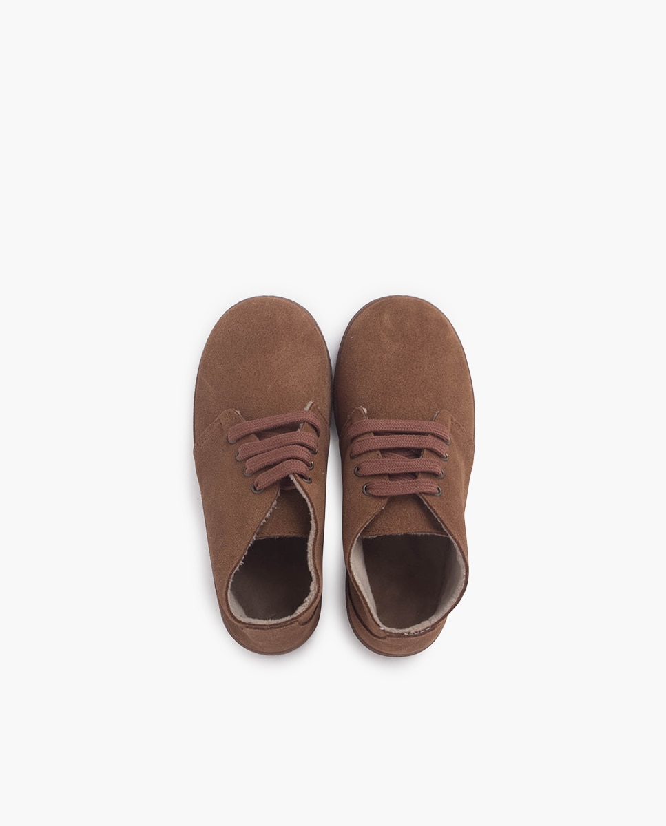 Botas de bebé niño en serraje con cierre de cordones - Pisamonas - Camel Camel-4