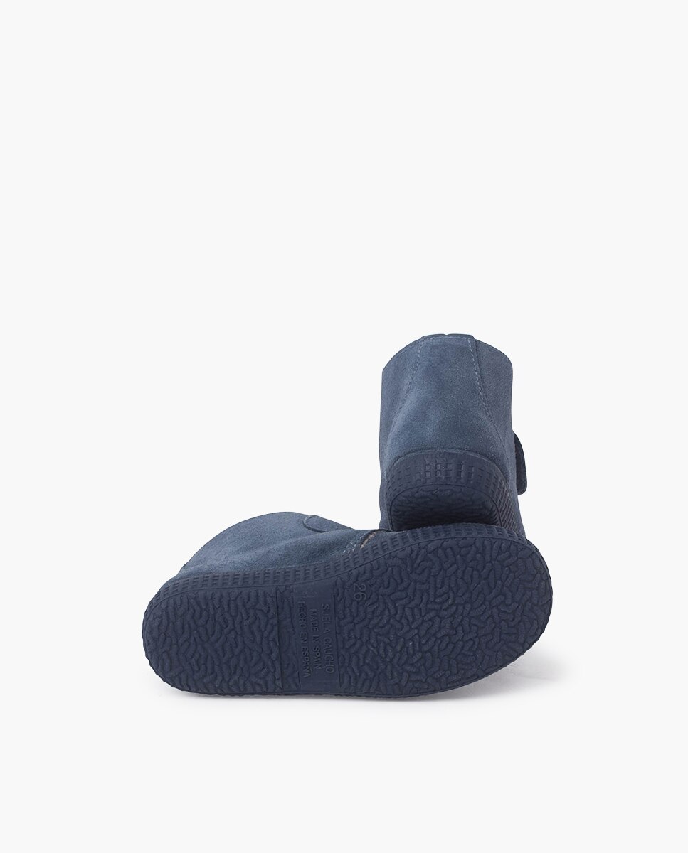 Botas de bebé niño en serraje con forro interior de borreguito y cierre adherente - Pisamonas - Azul Azul-2