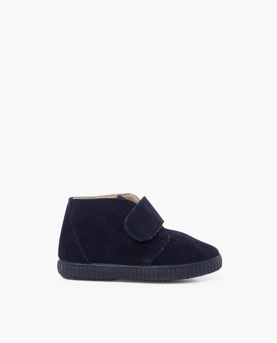 Botas de bebé niño en serraje con forro interior de borreguito y cierre adherente - Pisamonas - Azul marino Azul marino-1