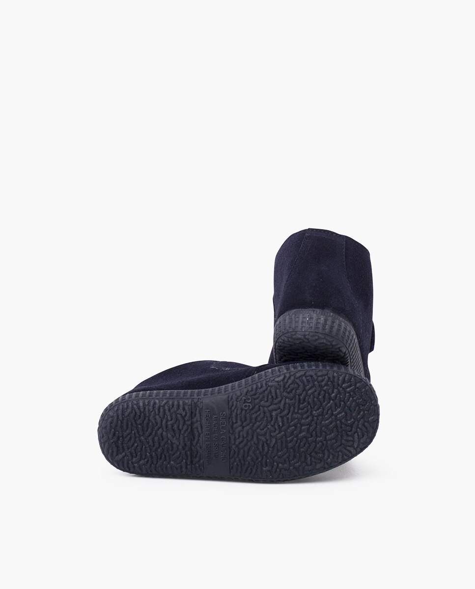Botas de bebé niño en serraje con forro interior de borreguito y cierre adherente - Pisamonas - Azul marino Azul marino-2