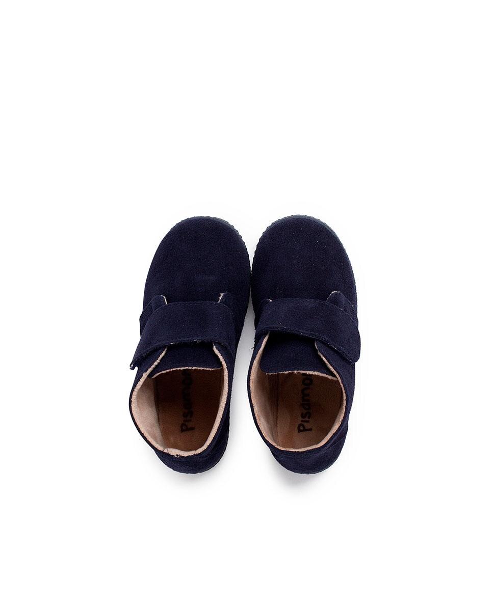 Botas de bebé niño en serraje con forro interior de borreguito y cierre adherente - Pisamonas - Azul marino Azul marino-5