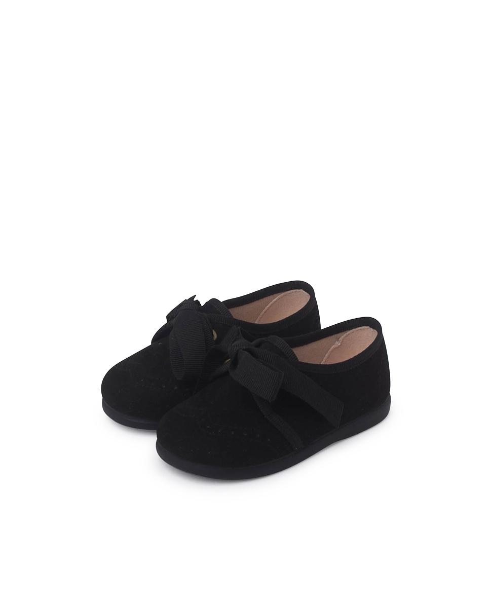 Imagen 3 de Zapato de cordones de bebé con lazo y picados - Pisamonas - Negro Negro